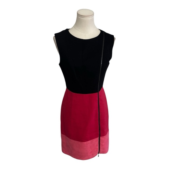 Laundry By Shelli Segal Black Pink Sheath Mini Dress Size 0 XS Work Party Zipper - Picture 2 of 11